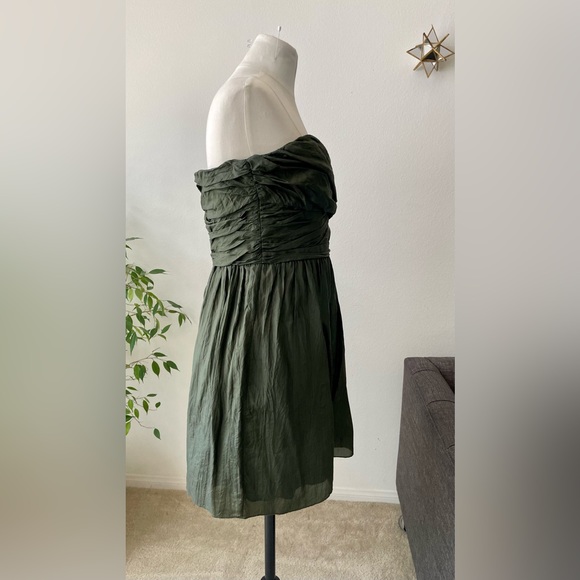 J.Crew Crinkled 100% silk Arabelle dress. Dark green size 10 - Picture 3 of 12